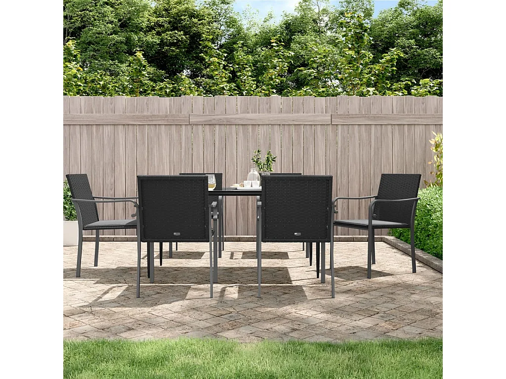 Tholen  Ensemble à manger de jardin 7 pcs coussins résine tressée acier