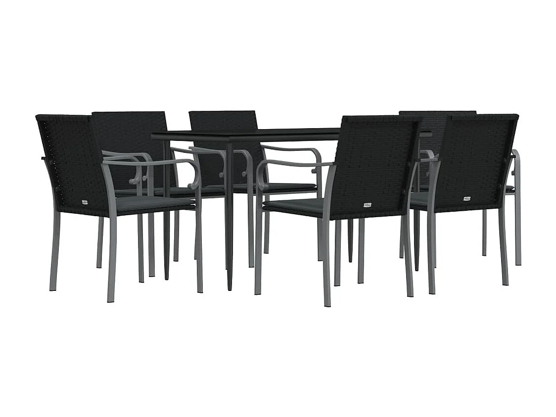 Tholen  Ensemble à manger de jardin 7 pcs coussins résine tressée acier