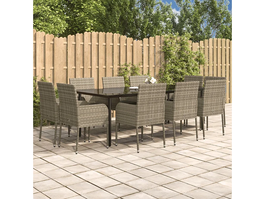 Zyldr  11-delige Tuinset met kussens poly rattan zwart en grijs