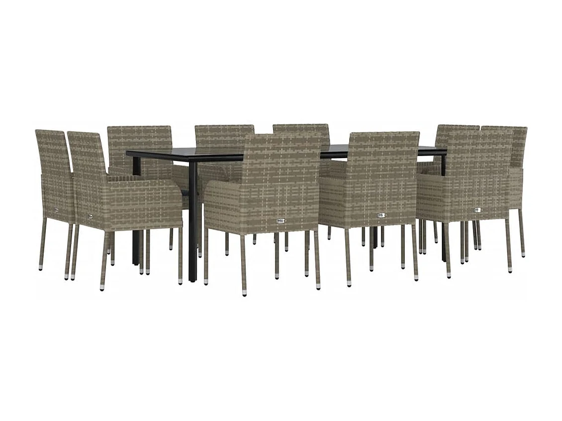 Zyldr  11-delige Tuinset met kussens poly rattan zwart en grijs