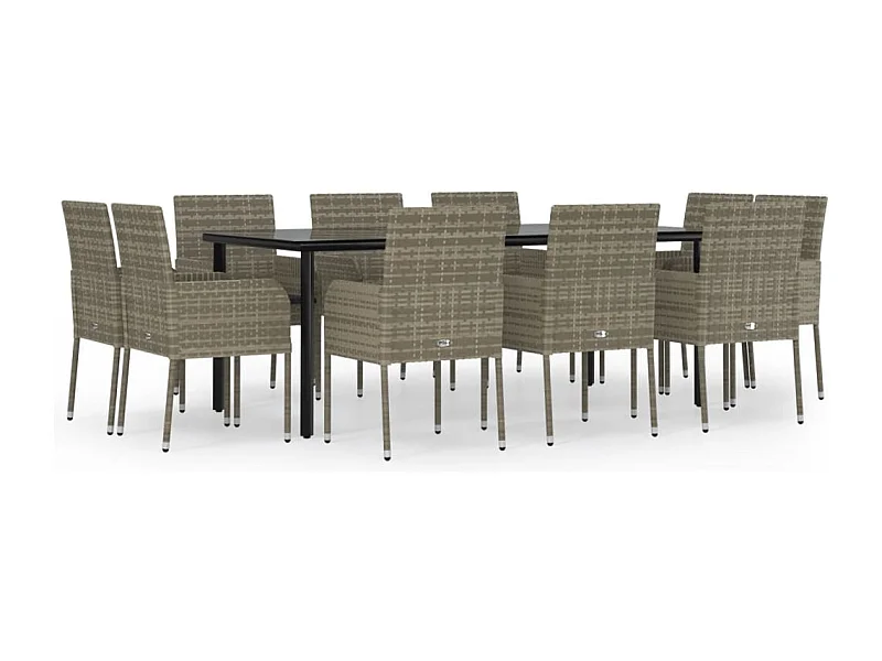 Zyldr  11-delige Tuinset met kussens poly rattan zwart en grijs