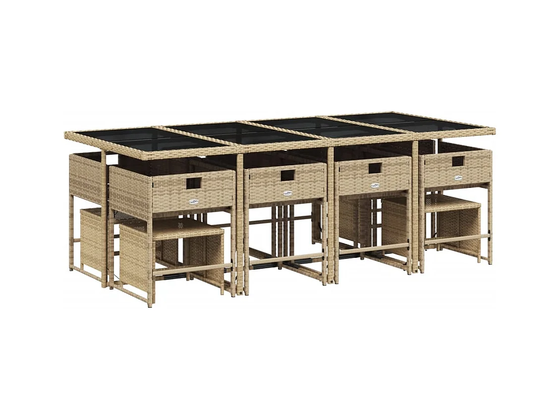 Kirkland  Ensemble à manger de jardin et coussins 13 pcs beige