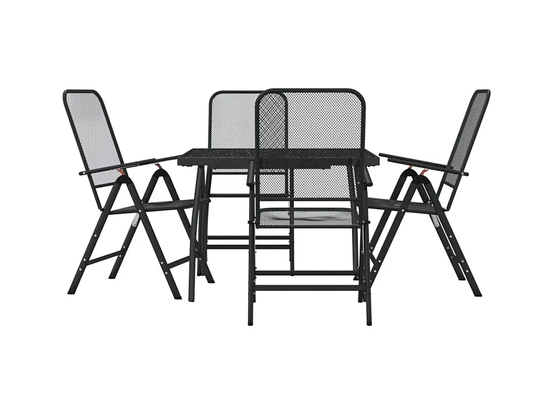 Jenneke  Ensemble à manger de jardin 5 pcs anthracite métal maille