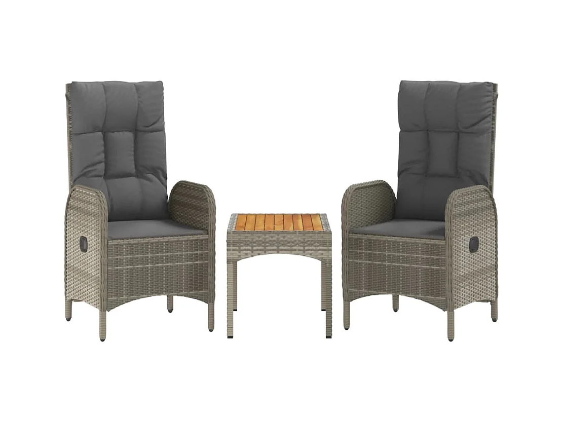 Holbaek  Ensemble à manger jardin 4pcs et coussins Gris Résine tressée