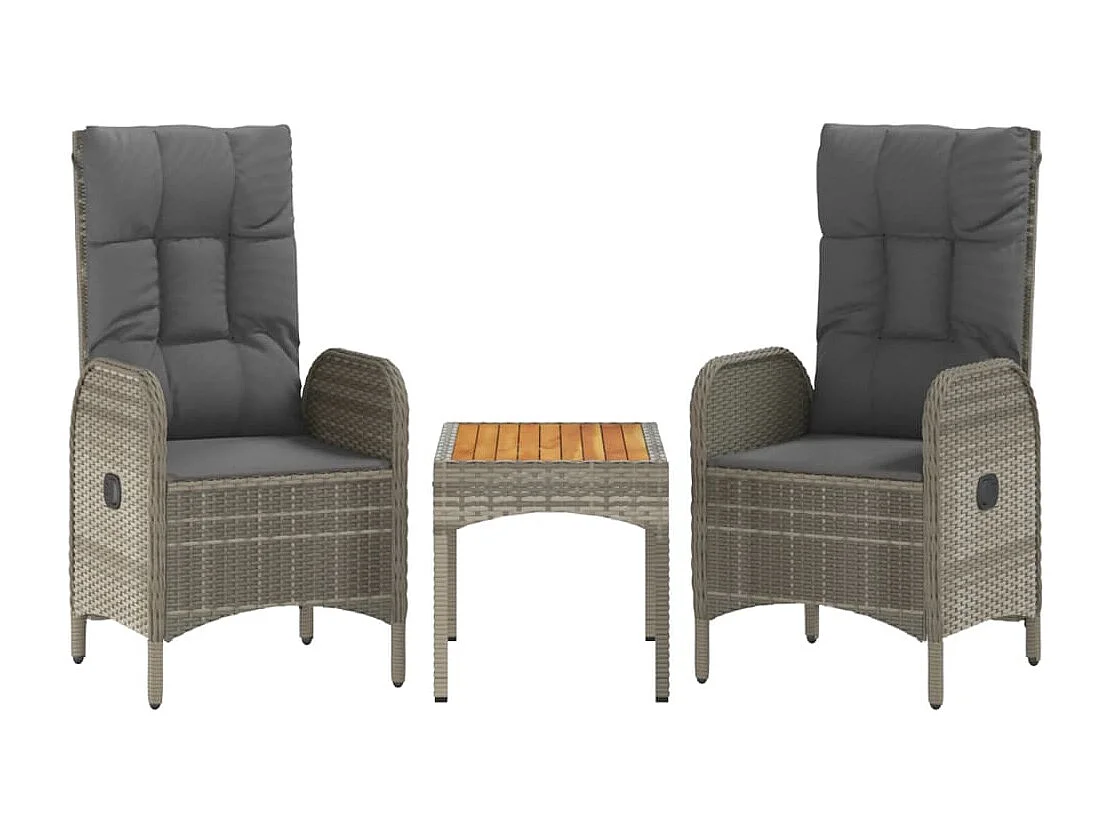 Holbaek  Ensemble à manger jardin 4pcs et coussins Gris Résine tressée