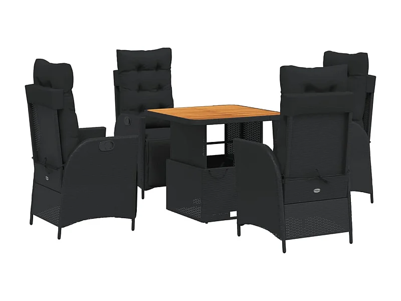 Sandviken  Ensemble à manger de jardin coussins 5pcs Noir Résine tressée