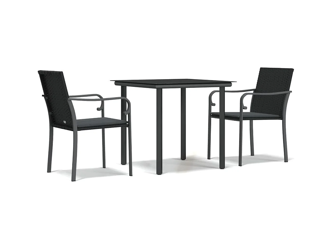 Leonie  Ensemble à manger de jardin 3 pcs coussins résine tressée acier