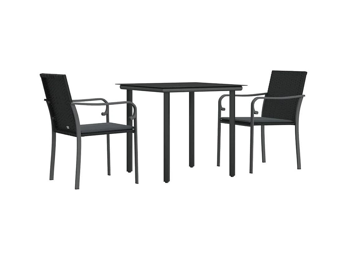 Leonie  Ensemble à manger de jardin 3 pcs coussins résine tressée acier