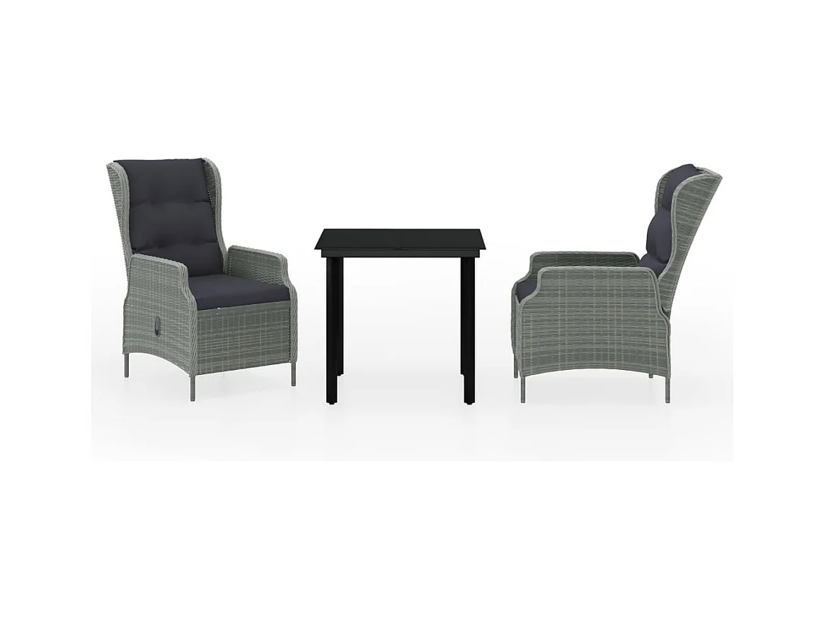 Santa Rosa  Ensemble à manger de jardin 3 pcs Gris clair