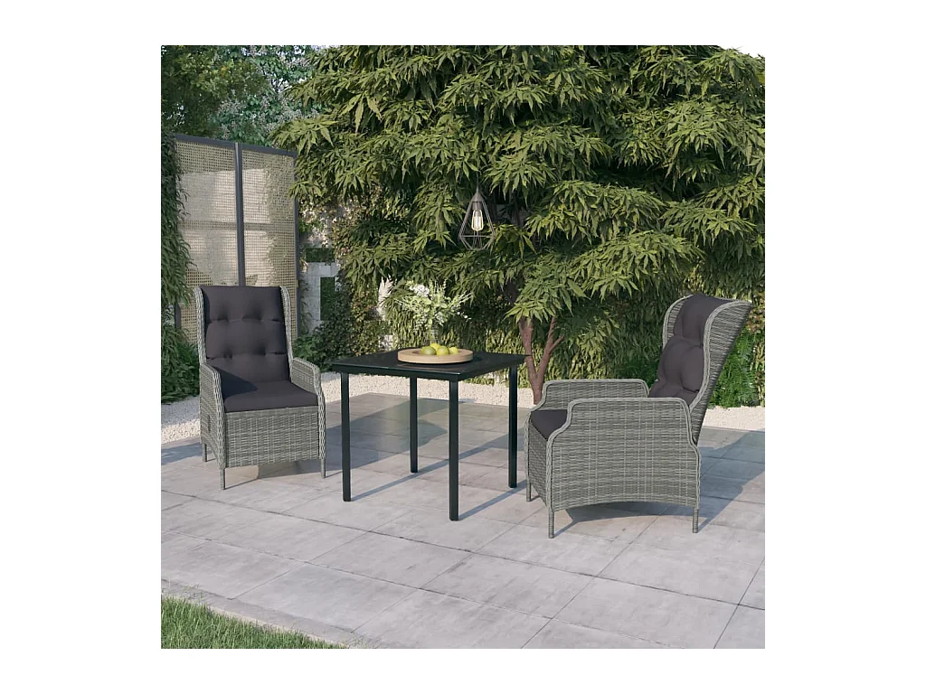 Santa Rosa  Ensemble à manger de jardin 3 pcs Gris clair