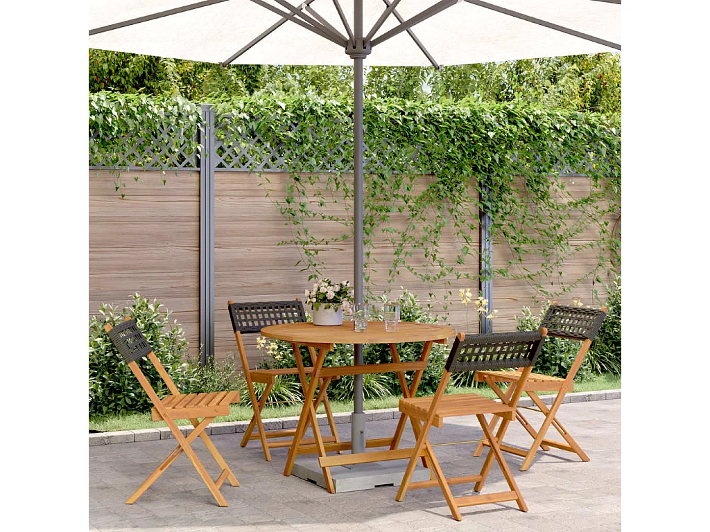 Niek  Ensemble à manger de jardin 5 pcs résine tressée et bois massif