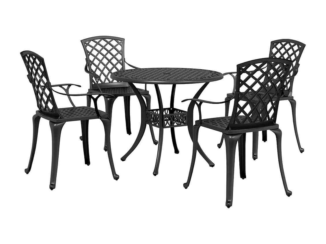 Prolenta Premium -  Ensemble à manger de jardin 5 pcs noir aluminium coulé