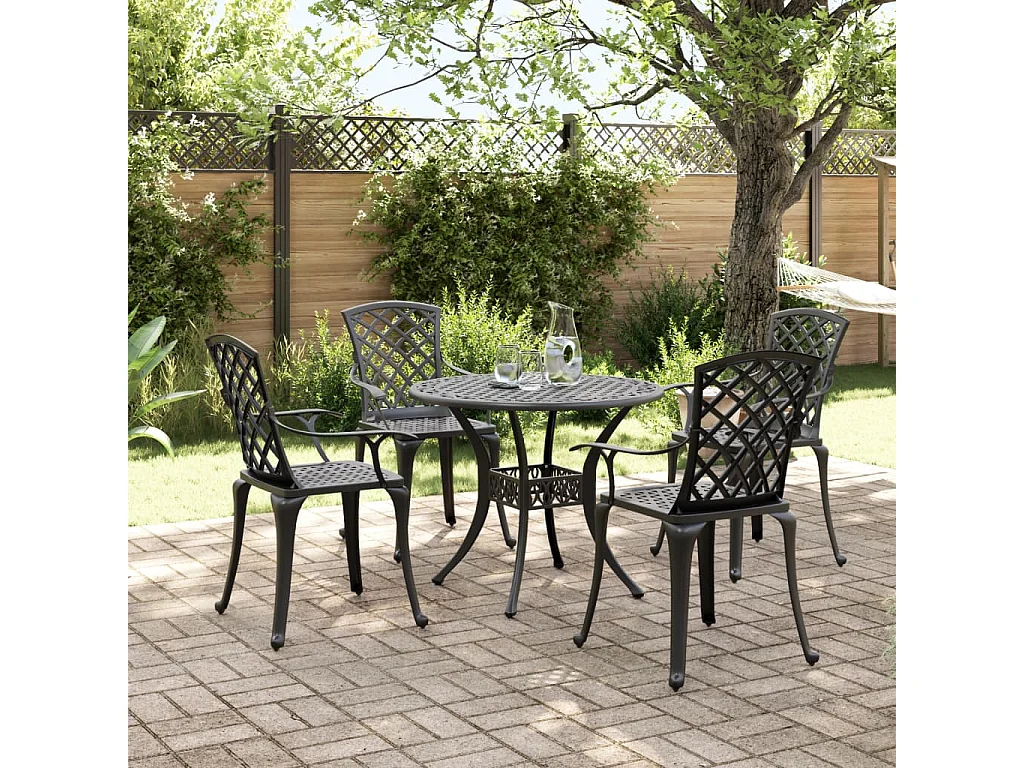 Prolenta Premium -  Ensemble à manger de jardin 5 pcs noir aluminium coulé