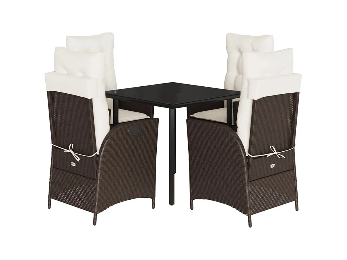 Garden Furniture -  5-delige Tuinset met kussens poly rattan bruin