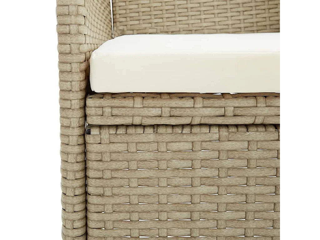 Wausau  Ensemble à manger de jardin et coussins 7 pcs Poly rotin Beige