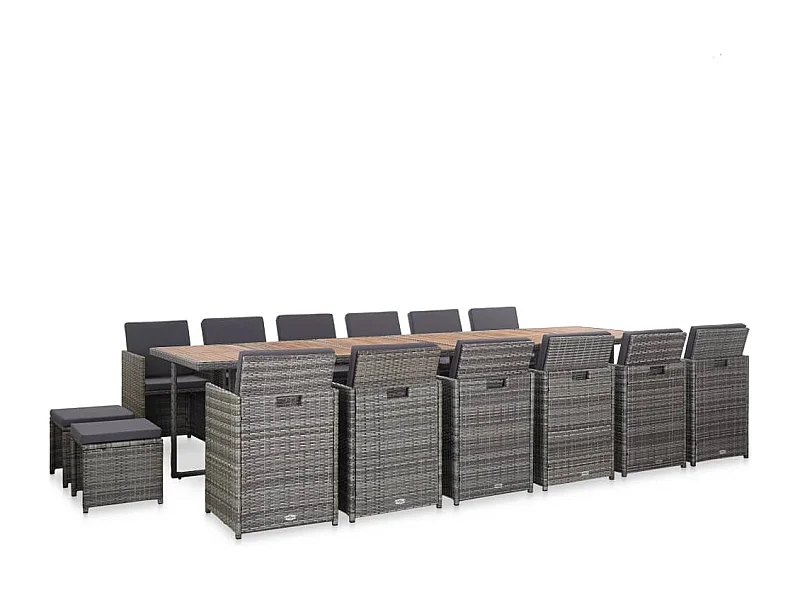 Browns Mills  17-delige Tuinset met kussens poly rattan grijs