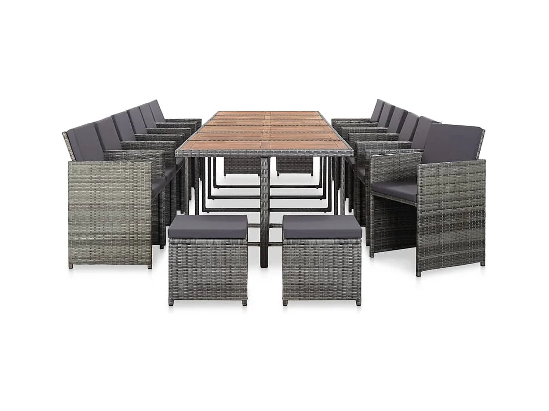 Browns Mills  17-delige Tuinset met kussens poly rattan grijs