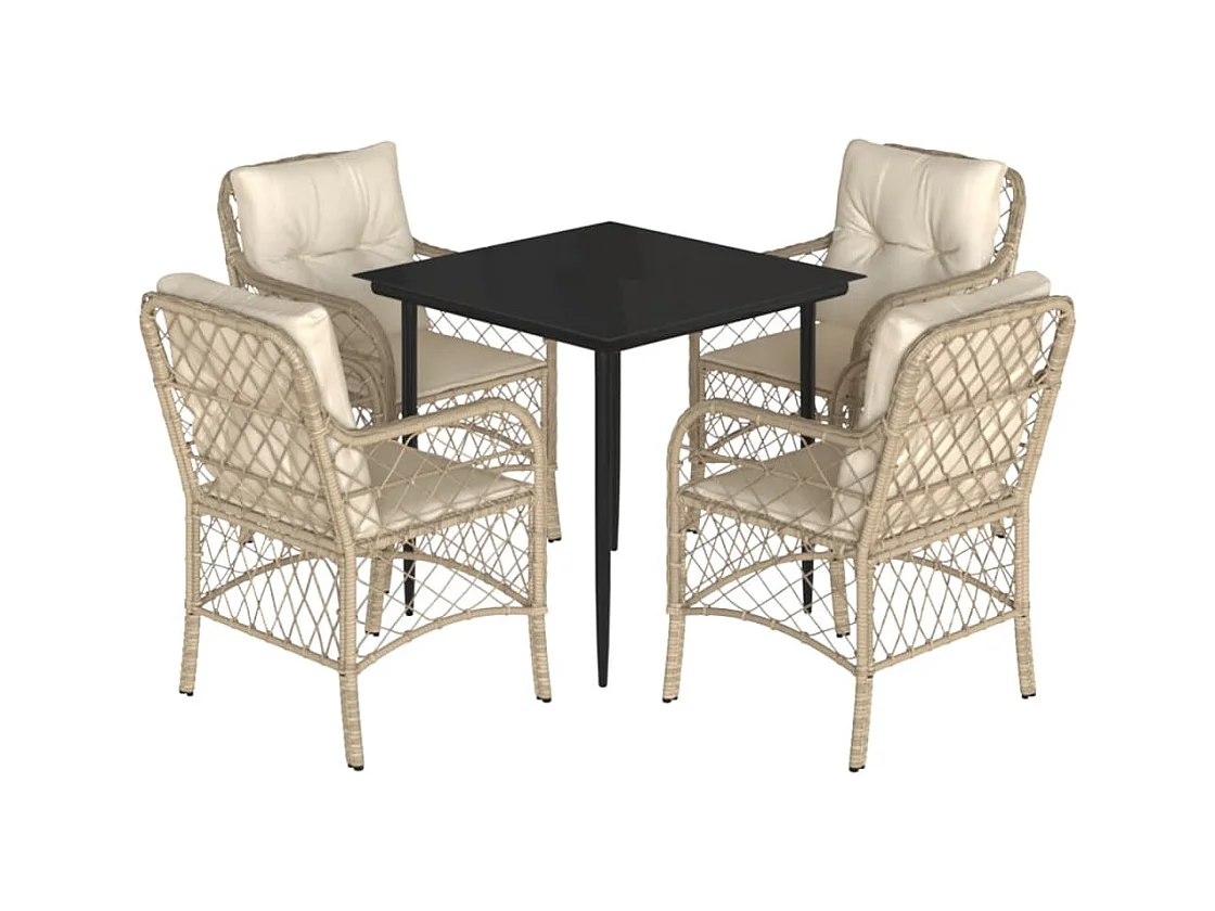 Wilder  5-delige Tuinset met kussens poly rattan beige