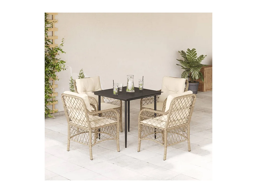 Wilder  5-delige Tuinset met kussens poly rattan beige