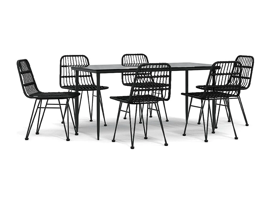 Eden Prairie  Ensemble à manger de jardin 7 pcs Noir Résine tressée