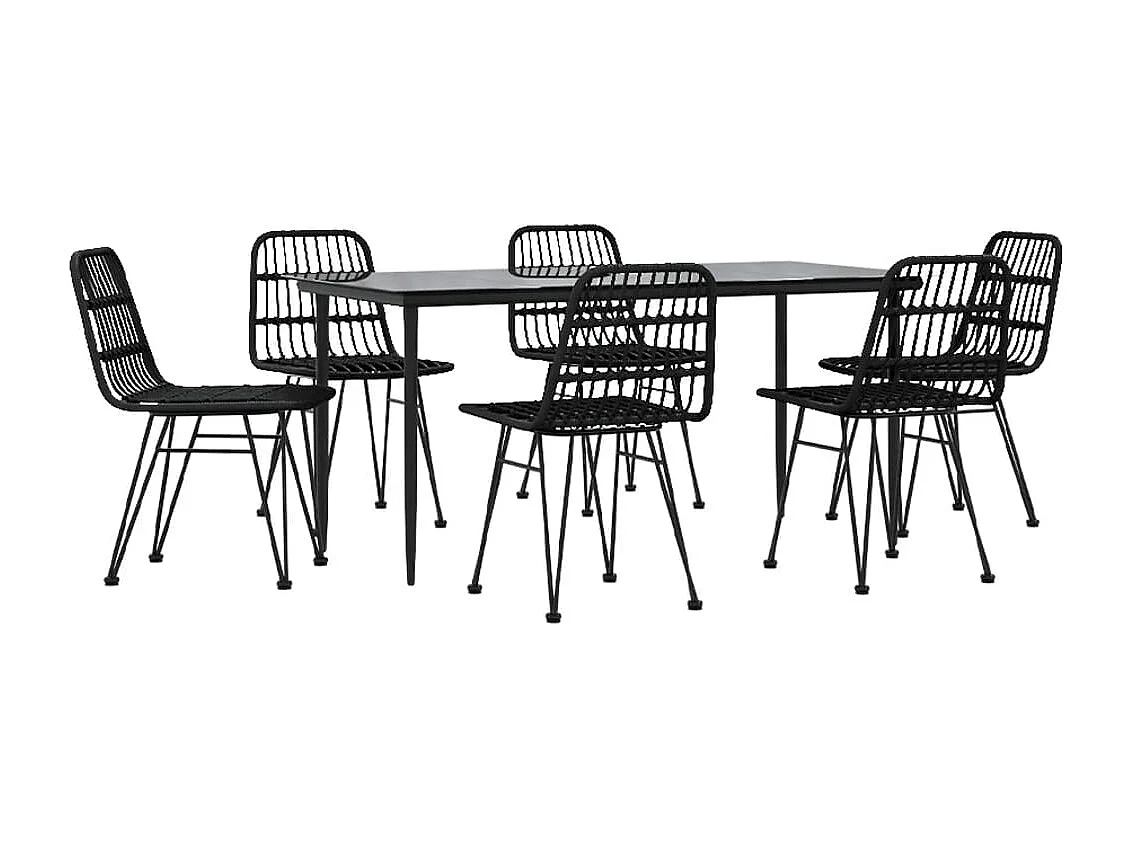 Eden Prairie  Ensemble à manger de jardin 7 pcs Noir Résine tressée