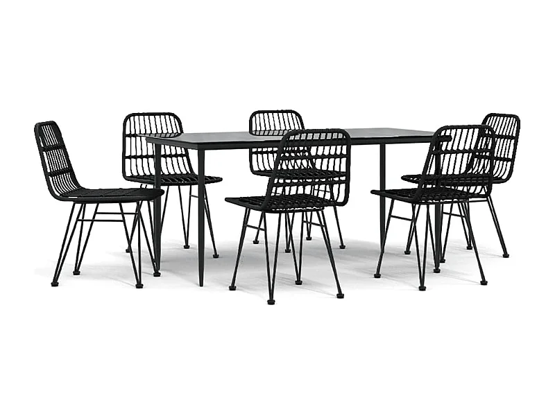 Eden Prairie  7-delige Tuinset poly rattan zwart