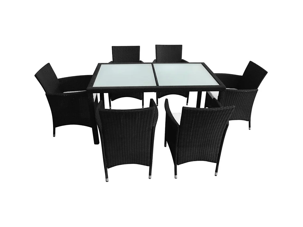 Fea  Ensemble à manger d'extérieur 7 pcs et coussins résine tressée