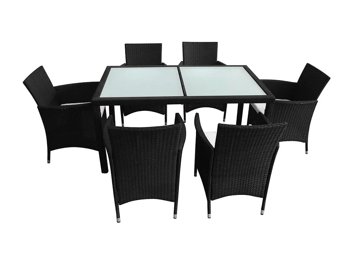 Fea  Ensemble à manger d'extérieur 7 pcs et coussins résine tressée