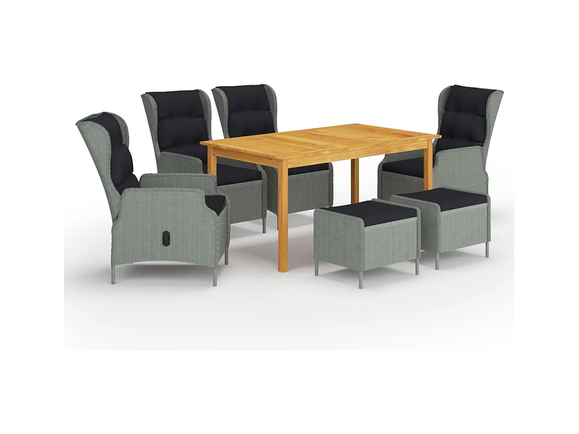 Chakib  Ensemble à manger de jardin 7 pcs Gris clair