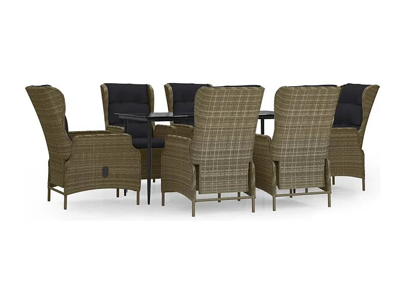 Mayra  Ensemble à manger de jardin 7 pcs Marron Résine tressée