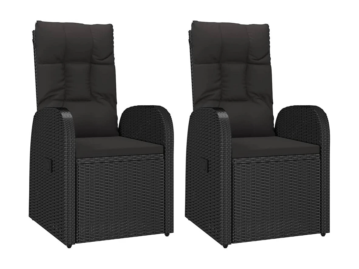 Arvild  Set comedor de jardín 3 pzas con cojines ratán sintético negro