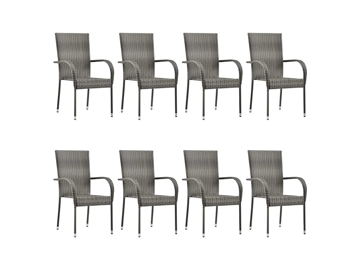 Eric Cole  Ensemble à manger de jardin 9 pcs Résine tressée Gris