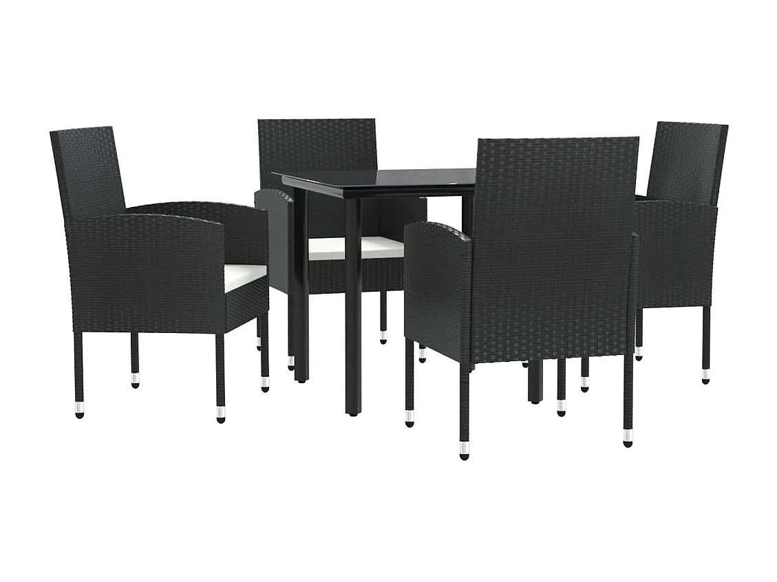 Prolenta Premium -  Ensemble à manger de jardin 5 pcs noir résine tressée et acier