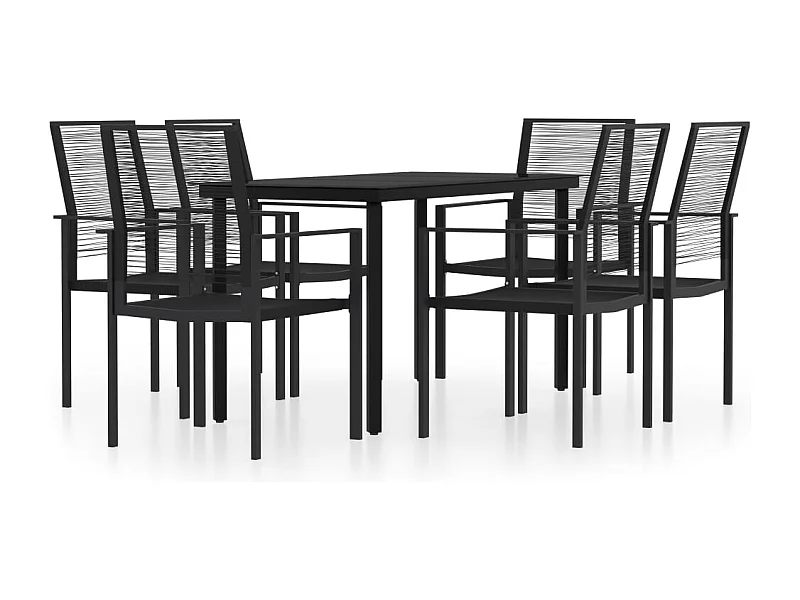 Nivor  Ensemble à manger de jardin 7 pcs Noir