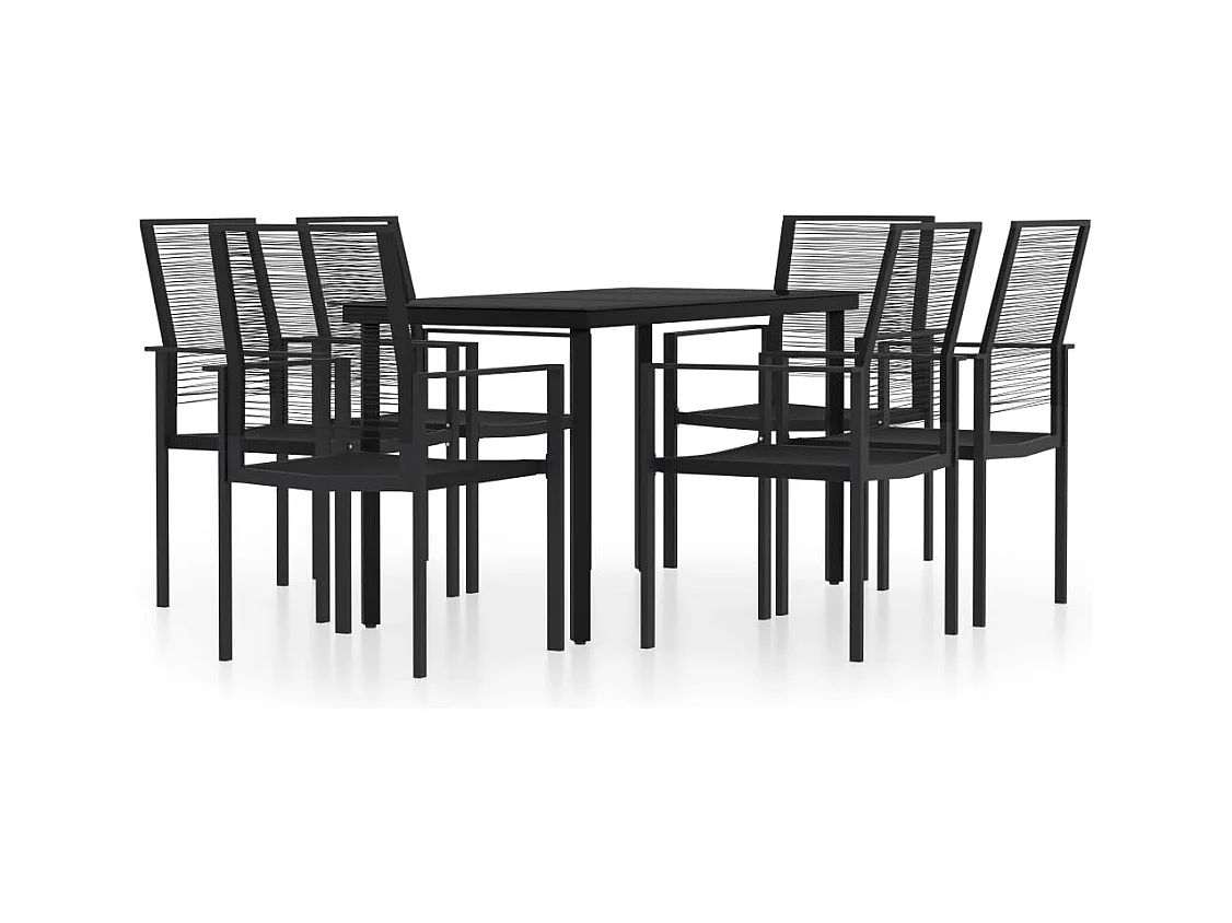 Nivor  Ensemble à manger de jardin 7 pcs Noir