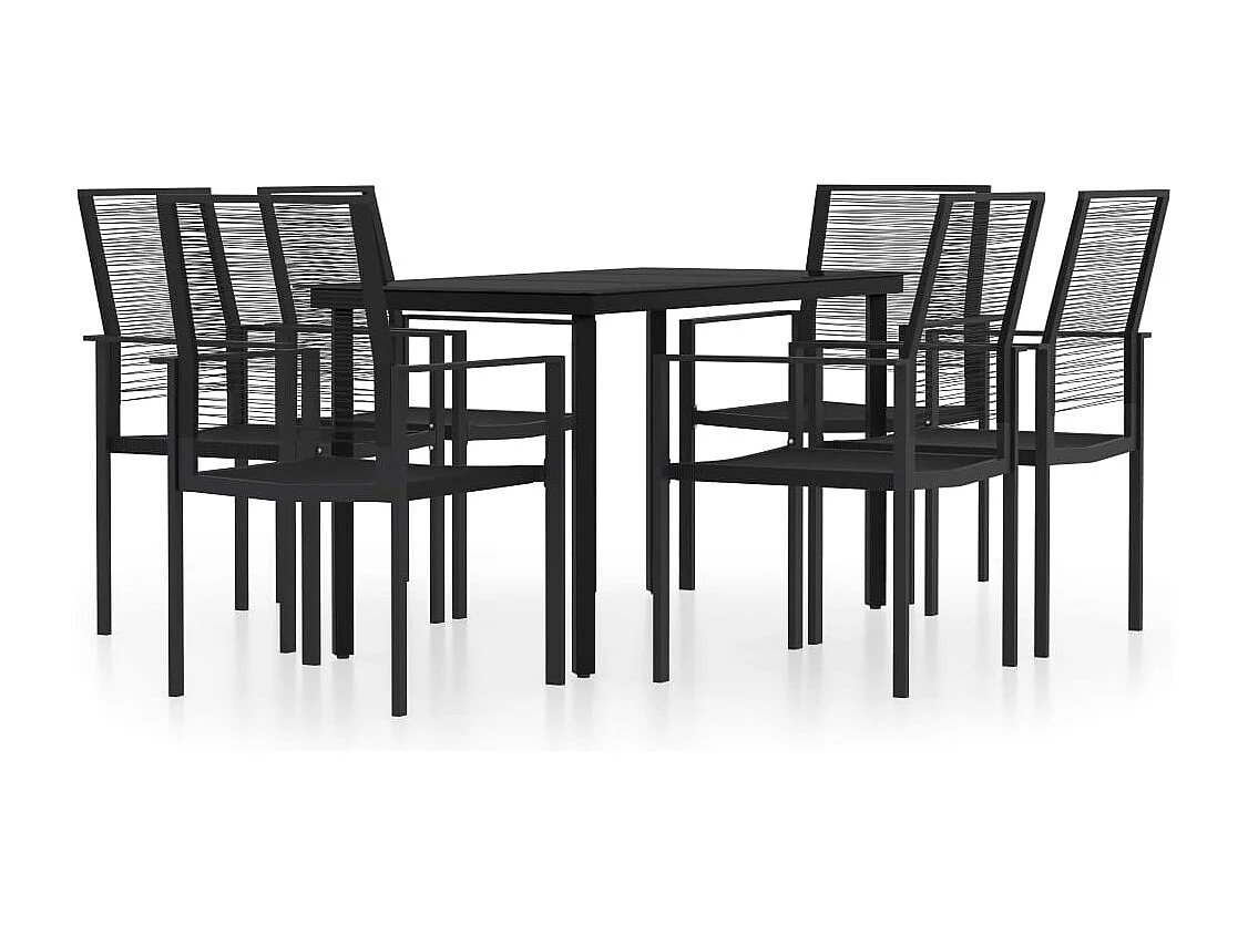 Nivor  Ensemble à manger de jardin 7 pcs Noir