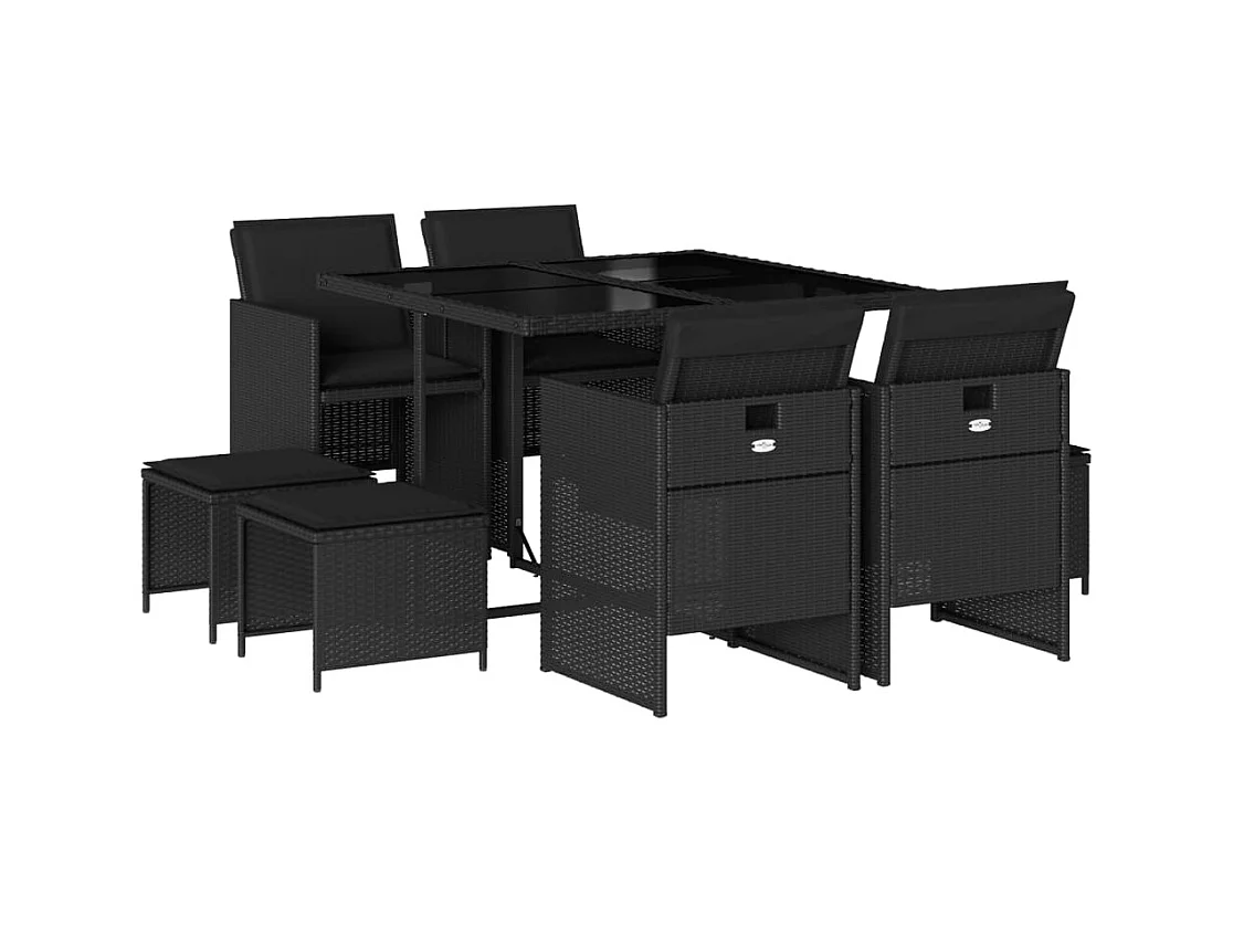 Bonno  9-delige Tuinset poly rattan zwart