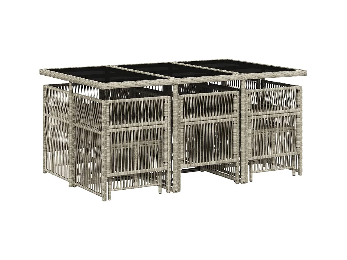 Mariella  11-delige Tuinset met kussens poly rattan lichtgrijs