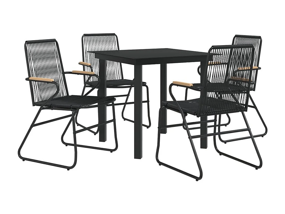 Frøya  Ensemble à manger de jardin 5 pcs Noir Rotin PVC