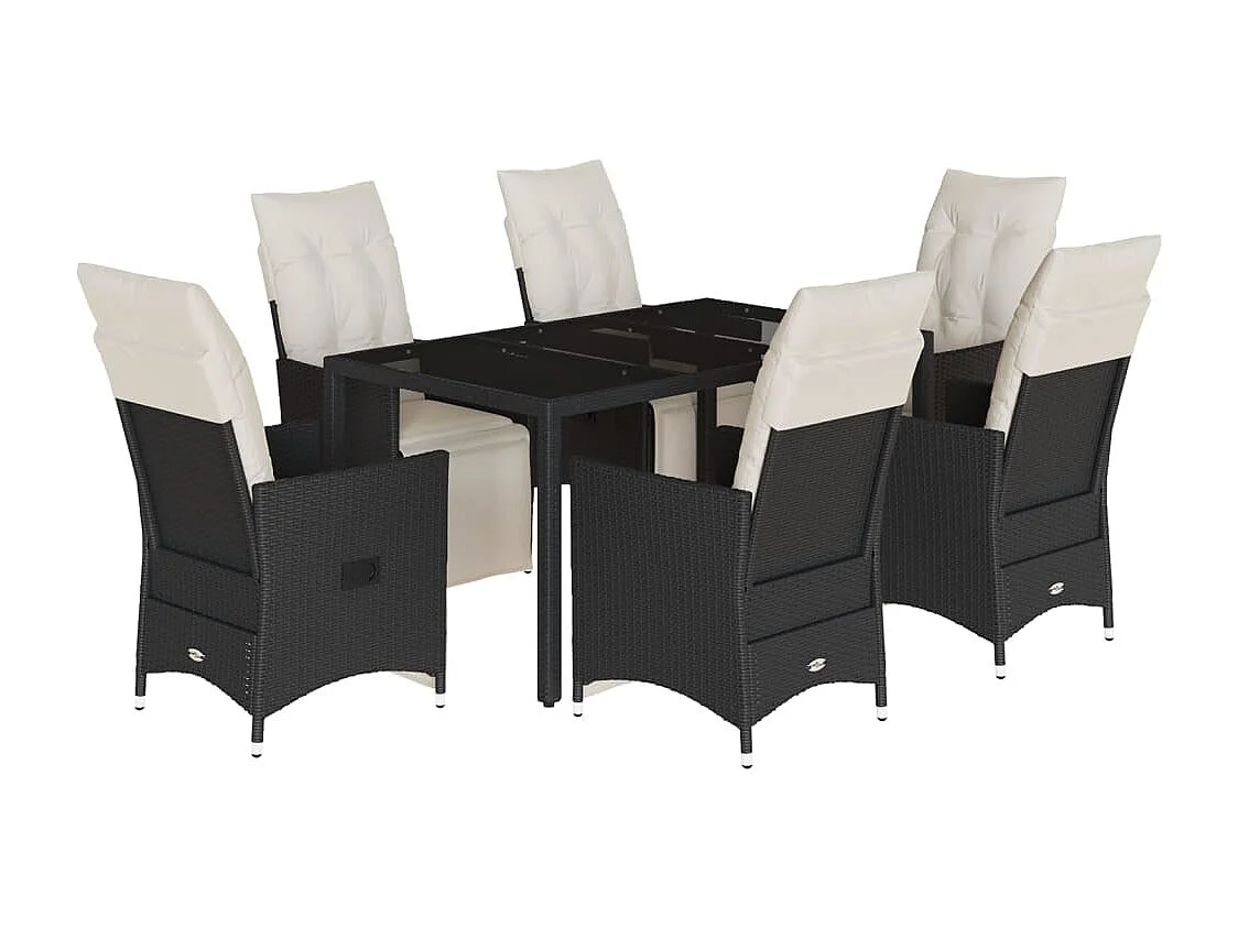 Essex  7-delige Tuinset met kussens poly rattan zwart