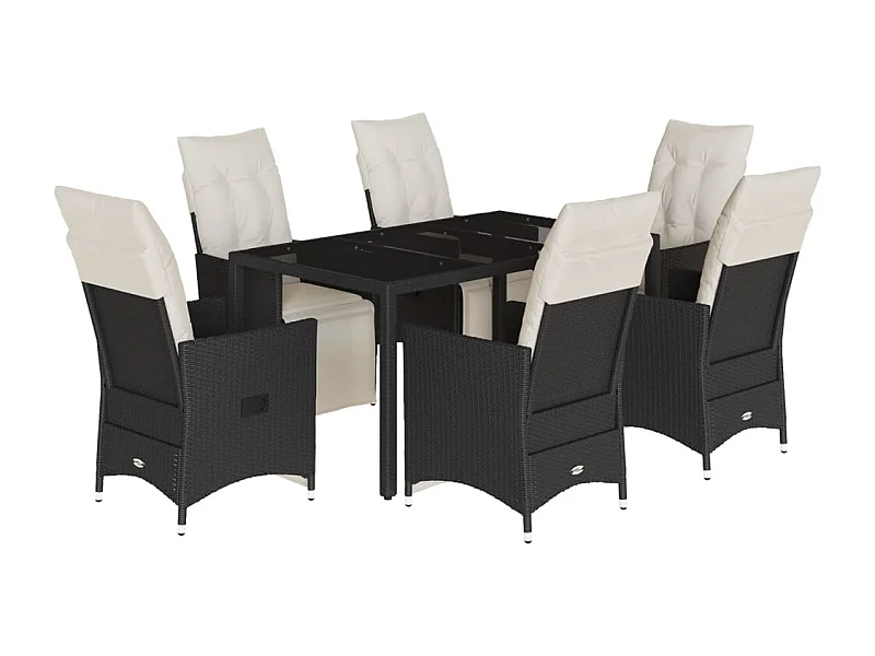 Essex  7-delige Tuinset met kussens poly rattan zwart