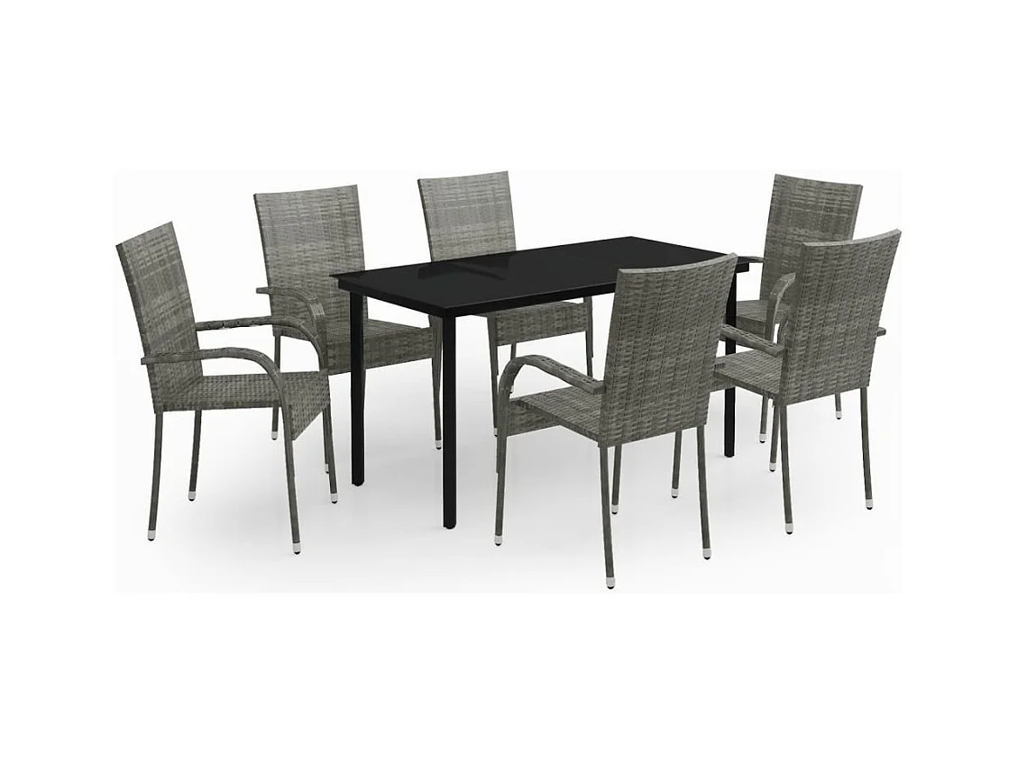 Stoughton  Ensemble à manger de jardin 7 pcs Gris et noir