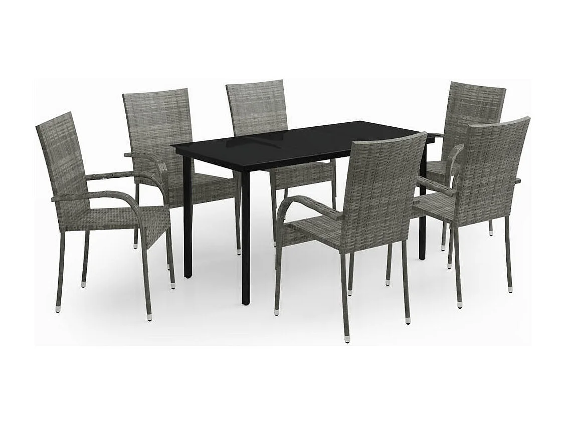 Stoughton  Ensemble à manger de jardin 7 pcs Gris et noir