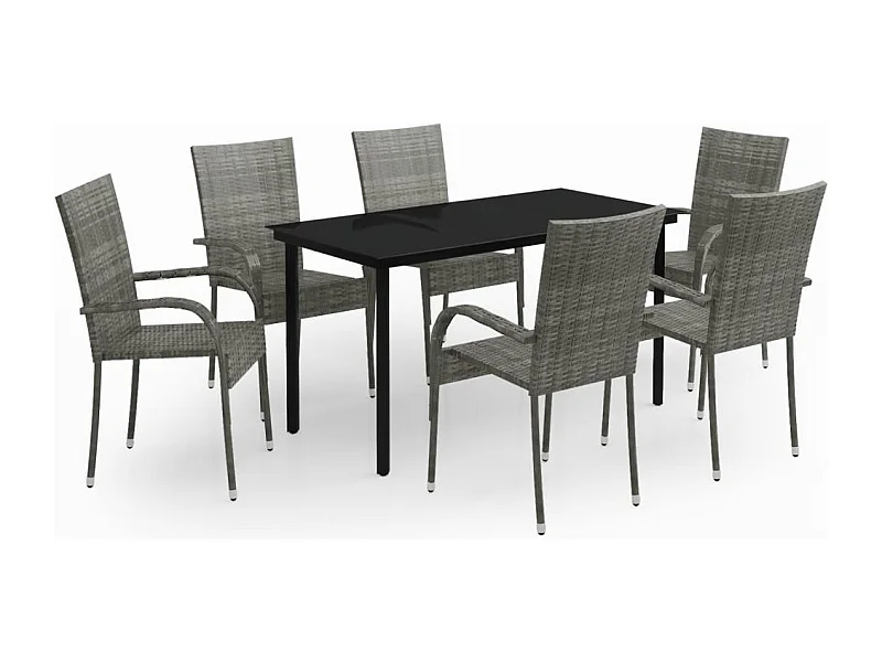 Stoughton  Ensemble à manger de jardin 7 pcs Gris et noir