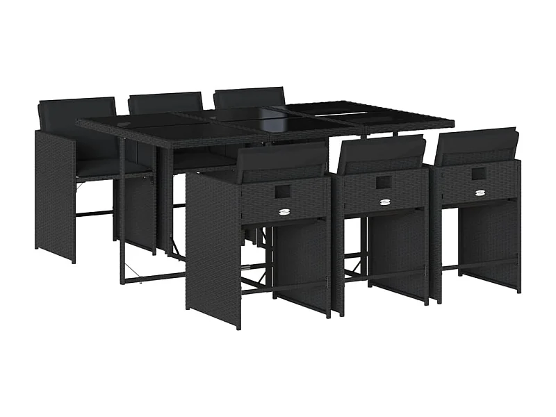 Heeswijk-Dinther  7-delige Tuinset met kussens poly rattan zwart