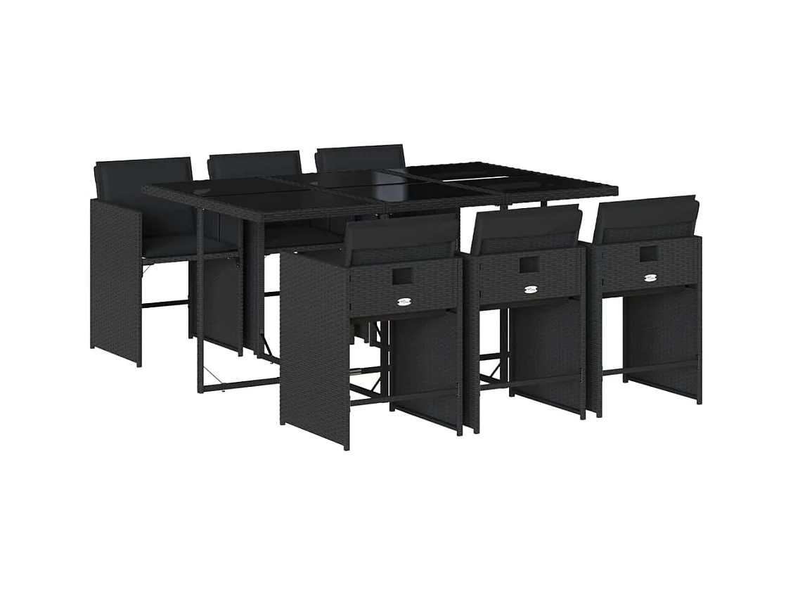 Heeswijk-Dinther  7-delige Tuinset met kussens poly rattan zwart