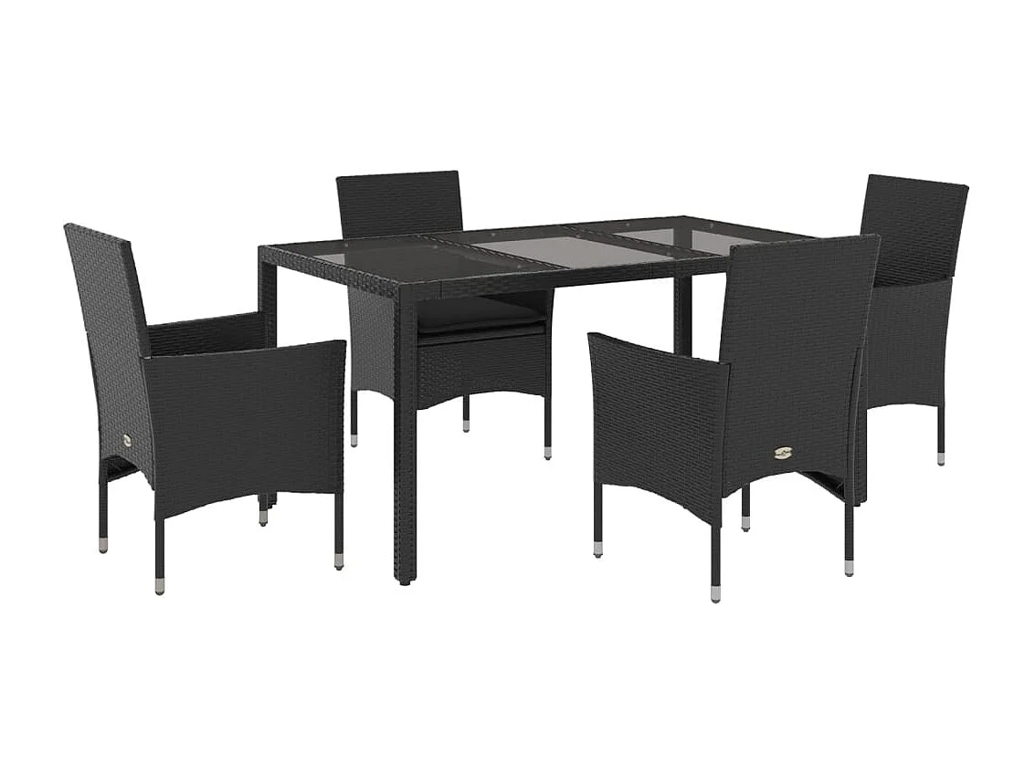 Stafford Springs  5-delige Tuinset met kussens poly rattan en glas zwart