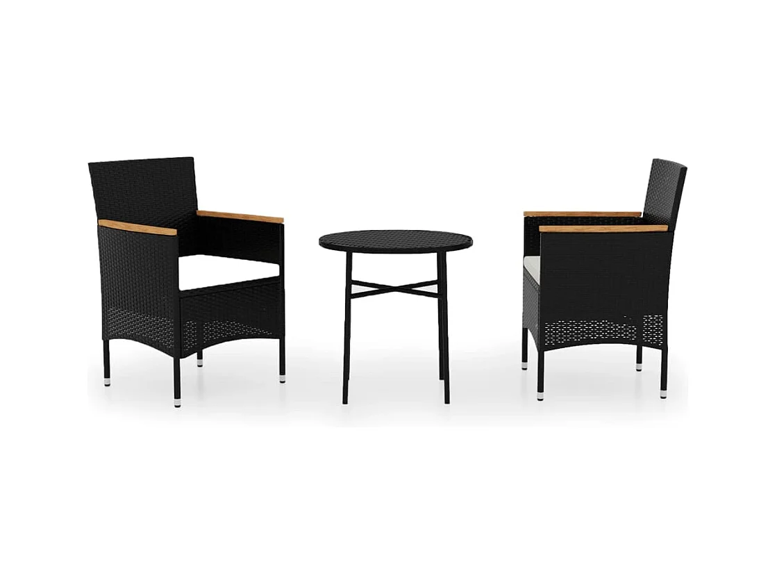 Germain  3-delige Tuinset poly rattan zwart