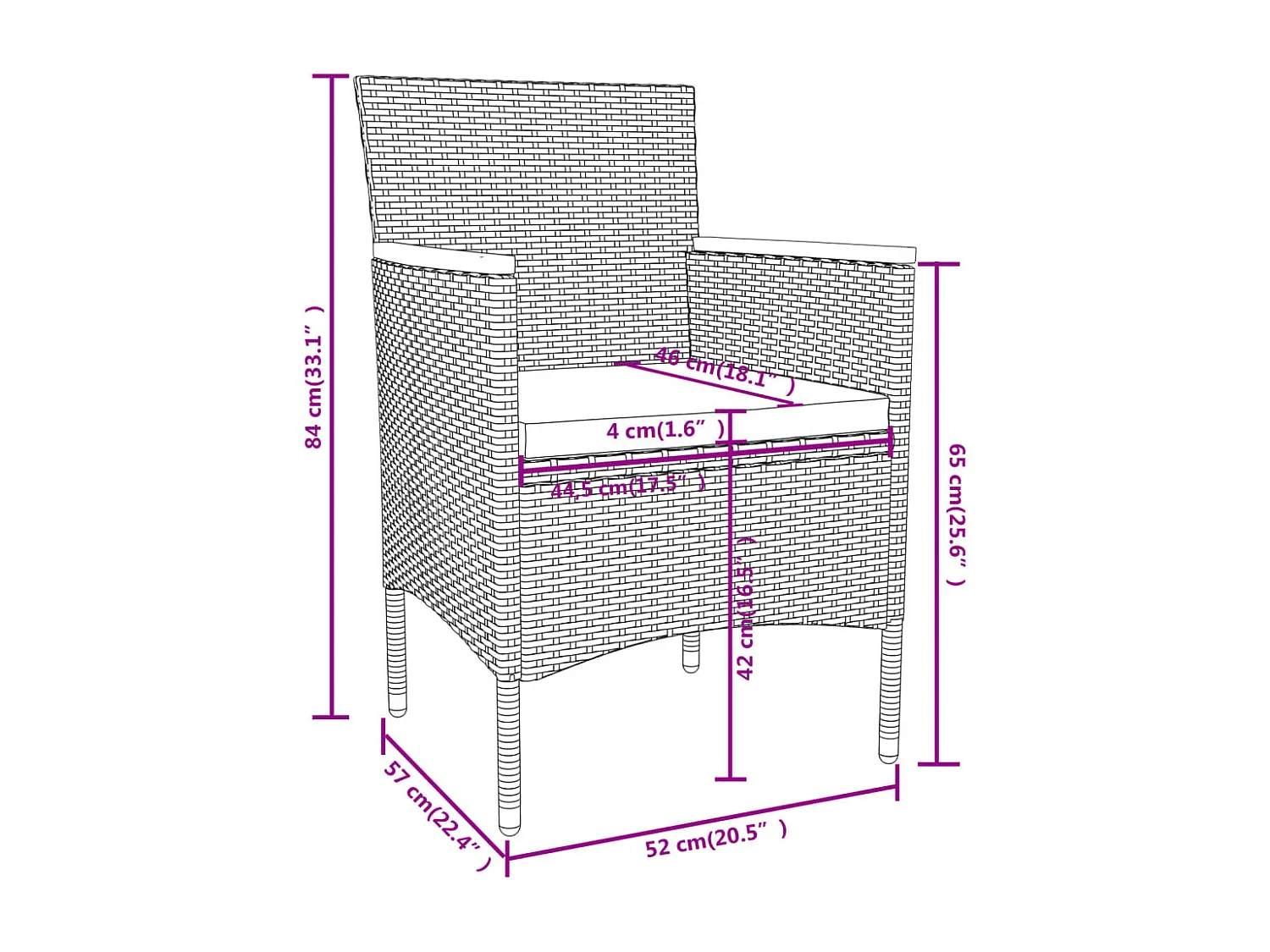 Germain  Ensemble à manger de jardin 3 pcs Résine tressée Noir