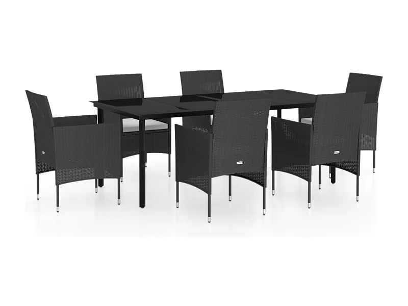Hillsboro  Juego de comedor de jardín 7 piezas con cojines negro
